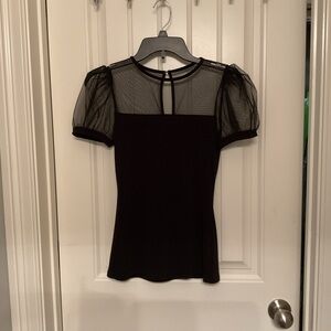 Express Black Top with Sheer Sleeves